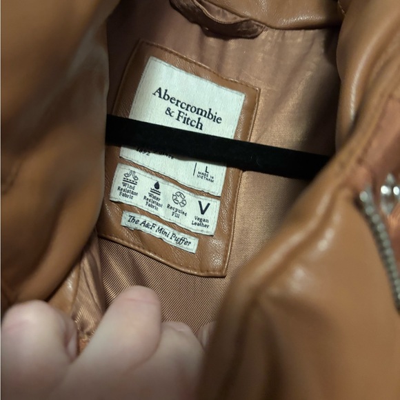 Abercrombie & Fitch Vegan Leather Puffer Coat Brown Size Large - Picture 5 of 8